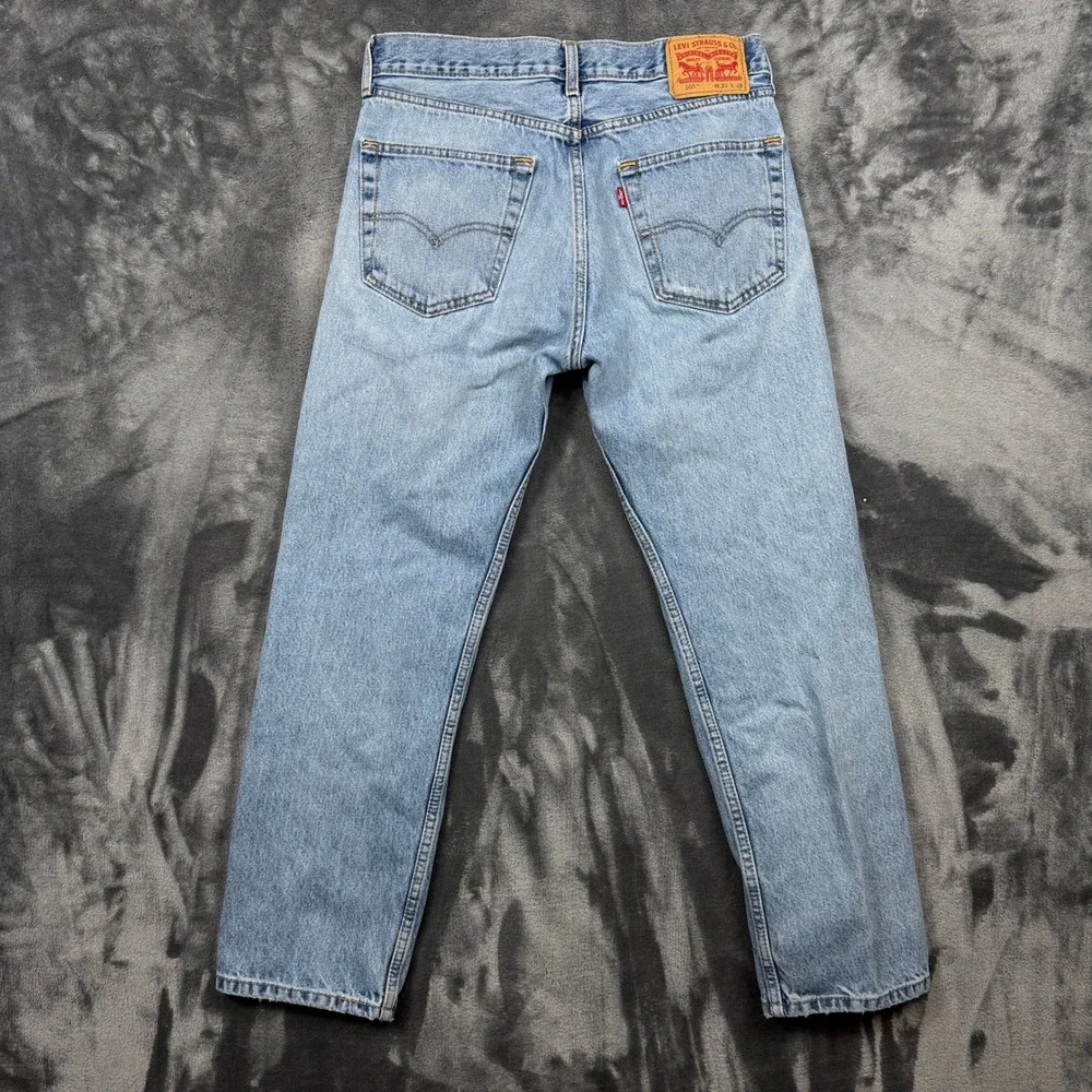 Levi's 505 Straight Leg Jeans Mens W32 L29 Light Wash Distressed Blue Denim